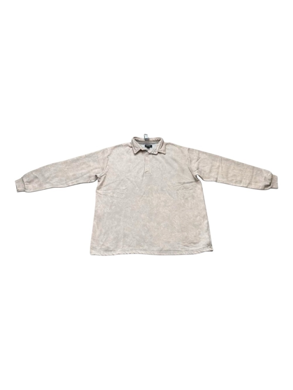 boohooMAN Oversized Washed Rugby Sweatshirt Polo Stone Large NWT
